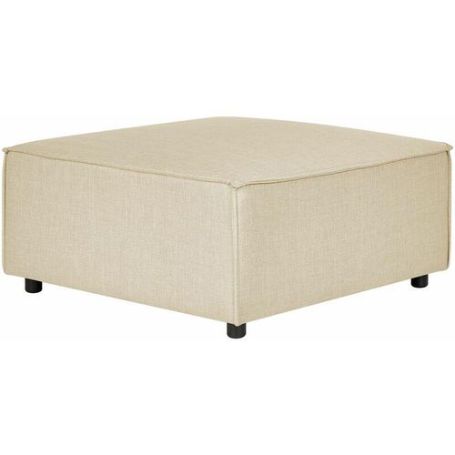 4255664819925 - Beliani - Ottomane Beige Leinen Quadratisch Sofamodul mit Niedrigen Beinen Wohnzimmermöbel Modern Skandi Fußhocker Wohnzimmer Ausstattung Sitzmöbel