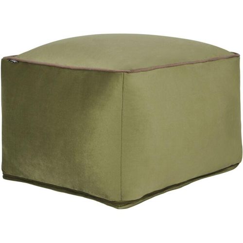 4255664857866 - Pouf Olivgrün Samtstoff Quadratisch 50 x 50 x 30 cm mit Paspel Modern Wohnzimmer Schlafzimmer Ausstattung Deko Sitzhocker Fußhocker Bodenkissen