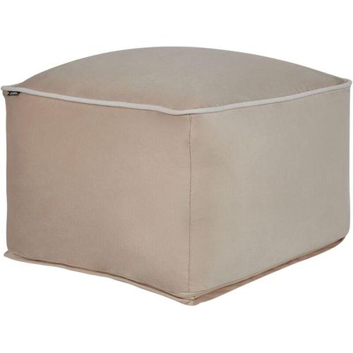 4255664857873 - Beliani - Pouf Sandbeige Samtstoff Quadratisch 50 x 50 x 30 cm mit Paspel Modern Wohnzimmer Schlafzimmer Ausstattung Sitzhocker Fußhocker Bodenkissen