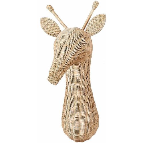 4255664852359 - Beliani - Wanddekoration Natur aus Rattan Tierkopf Giraffe 83 cm Handgefertigt für Kinderzimmer