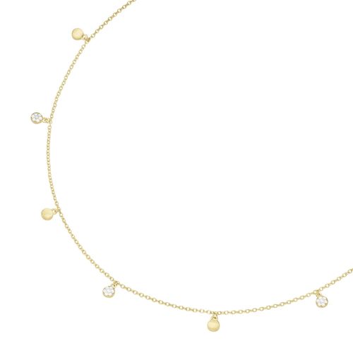 4007810154813 - Collier GIORGIO MARTELLO MILANO mit 7 Behängen weißen Zirkonia und matt Silber 925 Halsketten Gr 45 cm Silber 925 (Sterlingsilber) goldfarben (vergoldet) Damen Colliers