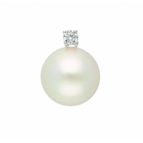 4065633589755 - Ketten-Anhänger ADELIA´S 585 Weißgold Anhänger mit Diamant und Süßwasserperle Schmuckanhänger Gr 0060 ct VVS = sehr sehr kleine Einschlüsse mit Brillant Weißgold 585 silberfarben (silber) Damen Anhänger mit Diamant und Süßwasserperle Goldschmuck für