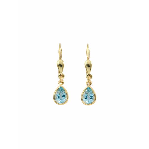 4059468460679 - Paar Ohrhänger ADELIA´S 585 Gold Ohrringe mit Aquamarin Gr Damen Gelbgold 585 blau Damen Ohrhänger mit Aquamarin Goldschmuck für