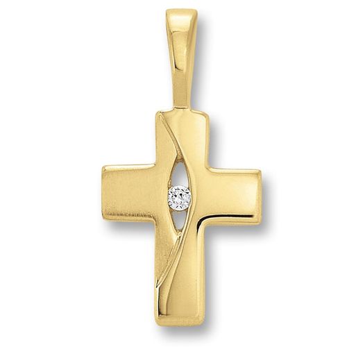 4067551945019 - Ketten-Anhänger Zirkonia Kreuz Anhänger aus 333 Gelbgold Schmuckanhänger Gr Gelbgold 333 goldfarben (gold) Damen Anhänger Gold Schmuck