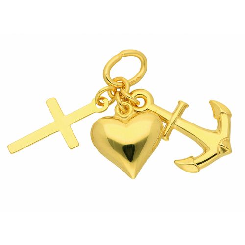 4065633207086 - Ketten-Anhänger ADELIA´S Damen Goldschmuck 585 Gold Anhänger Glaube-Liebe-Hoffnung Schmuckanhänger Gr Gelbgold 585 goldfarben (gold) Damen Anhänger 585 Gold Goldschmuck für