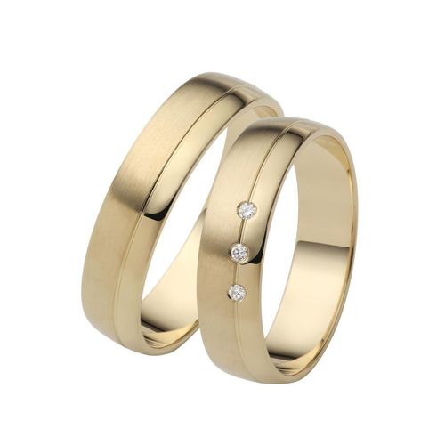 4007972554681 - Trauring FIRETTI Schmuck Geschenk Gold 750 Hochzeit Ehering LIEBE Fingerringe Gr 52 ohne Brillanten Gelbgold 585 5 mm goldfarben (gelbgoldfarben) Made in Germany wahlweise mit oder ohne Brillanten