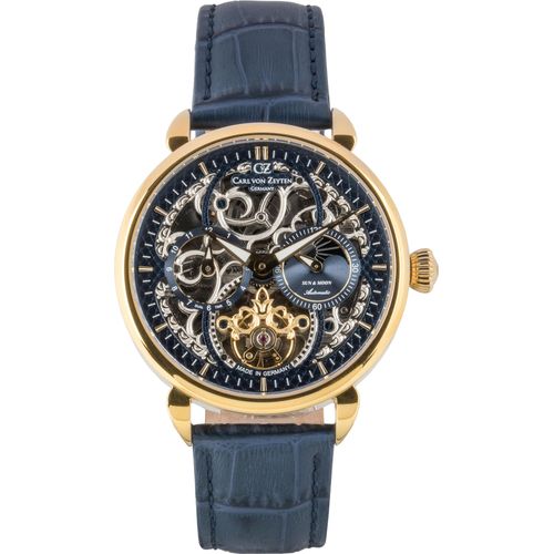 4056007100539 - Automatikuhr CARL VON ZEYTEN Neukirch Armbanduhren blau (blau blau) Herren Hochzeitsmode Armbanduhr mechanische Uhr Herrenuhr Skelettuhr Made in Germany