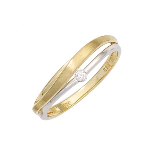 4061861023139 - Diamantring JOBO Fingerringe Gr 50 SI = kleine Einschlüsse Gelbgold 585-Weißgold 585-Diamanten gelb (gelbgold 585) Damen Diamantringe 585 Gold bicolor mit Diamant