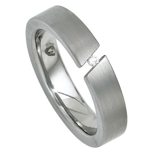 4061861077255 - Diamantring JOBO Fingerringe Gr 54 SI = kleine Einschlüsse Diamanten-Edelstahl silberfarben (edelstahlfarben) Damen Edelstahl mit Diamant 003 ct