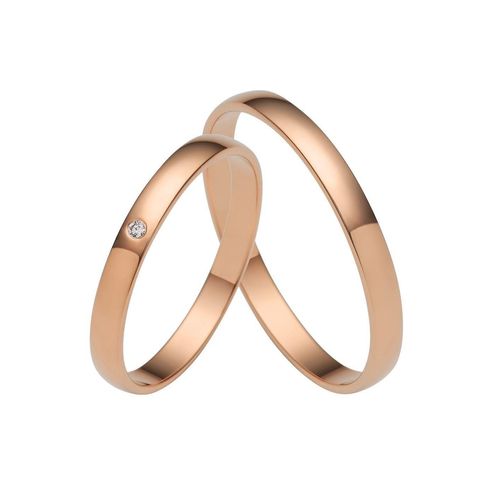 4007972597169 - Trauring FIRETTI Schmuck Geschenk Gold Hochzeit Ehering LIEBE Fingerringe Gr 50 001 ct SI = kleine Einschlüsse mit Brillant Roségold 585 25 mm rosegold (roségoldfarben) Trauringe Made in Germany wahlweise mit oder ohne Brillant