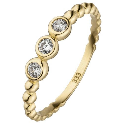 4061861138543 - Fingerring JOBO Kugelring Fingerringe Gr 50 Gelbgold 333 goldfarben (gelbgold 333 weiß) Damen Fingerringe 333 Gold mit 3 Zirkonia 4061861138543 - Fingerring JOBO Kugelring Fingerringe Gr 50 Gelbgold 333 goldfarben (gelbgold 333 weiß) Damen Fingerringe 333 Gold mit 3 Zirkonia