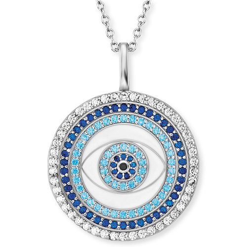 4260645869639 - Kette mit Anhänger ENGELSRUFER LUCKY EYE SILBER ERN-EYE-ZIM Halsketten Gr Silber 925 (Sterlingsilber) Länge 50 cm blau (silberfarben blau kristallweiß hellblau schwarz) Damen Ketten mit Anhänger Emaille - Zirkonia (synth)