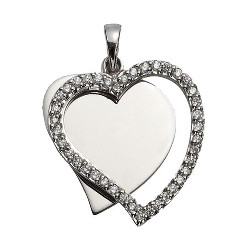 4006046320849 - Ketten-Anhänger FIRETTI Schmuck Geschenk Silber 925 Anhänger für Halskette Herz+Liebe Schmuckanhänger Gr Silber 925 (Sterlingsilber) 57 g silberfarben (silberfarben kristallweiß kristallweiß) Damen Anhänger mit Zirkonia (synth)