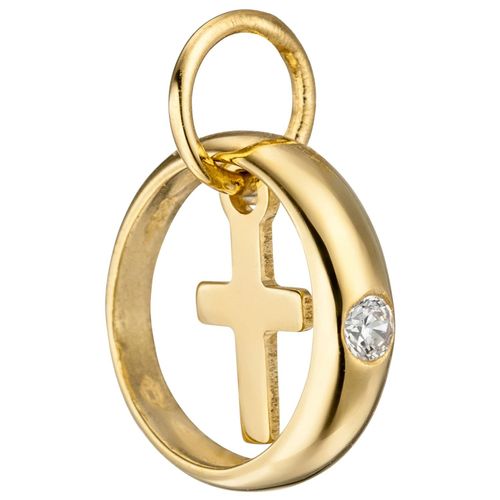 4061861055093 - Ketten-Anhänger JOBO Anhänger Taufring mit Kreuz Schmuckanhänger Gr Gelbgold 333 goldfarben (gelbgold 333) Damen Anhänger 333 Gold mit Zirkonia 4061861055093 - Ketten-Anhänger JOBO Anhänger Taufring mit Kreuz Schmuckanhänger Gr Gelbgold 333 goldfarben (gelbgold 333) Damen Anhänger 333 Gold mit Zirkonia