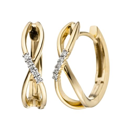 4061861021845 - Paar Creolen JOBO Ohrringe Gr SI = kleine Einschlüsse Gelbgold 585-Diamanten gelb (gelbgold 585) Damen Creolen 585 Gold mit 10 Diamanten 4061861021845 - Paar Creolen JOBO Ohrringe Gr SI = kleine Einschlüsse Gelbgold 585-Diamanten gelb (gelbgold 585) Damen Creolen 585 Gold mit 10 Diamanten