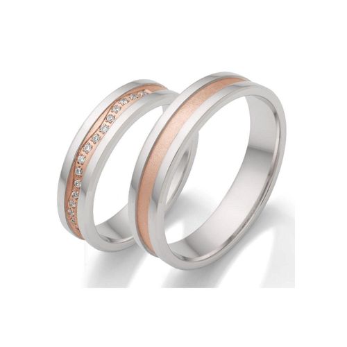 4007972368974 - Trauring FIRETTI Schmuck Geschenk Hochzeit Ehering LIEBE Fingerringe Gr 53 mit Zirkonia Silber 925 (Sterlingsilber) 5 mm rosegold (silberfarben roségoldfarben kristallweiß) Trauringe wahlweise mit oder ohne Zirkonia