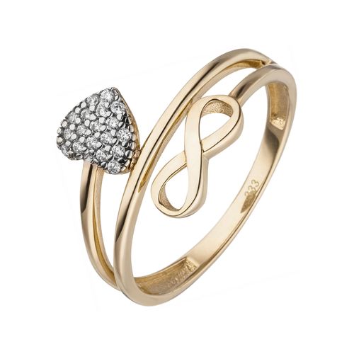 4061861161206 - Fingerring JOBO Herz Unendlichkeit Fingerringe Gr 50 Gelbgold 333 goldfarben (gelbgold 333 weiß) Damen Fingerringe 333 Gold mit 18 Zirkonia 4061861161206 - Fingerring JOBO Herz Unendlichkeit Fingerringe Gr 50 Gelbgold 333 goldfarben (gelbgold 333 weiß) Damen Fingerringe 333 Gold mit 18 Zirkonia