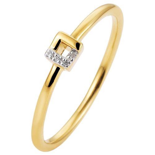 4061861107259 - Diamantring JOBO Fingerringe Gr 50 SI = kleine Einschlüsse Gelbgold 585-Diamanten gelb (gelbgold 585) Damen Diamantringe schmal 585 Gold bicolor mit 4 Diamanten