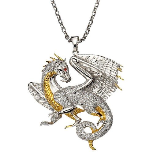 4006046219358 - Ketten-Anhänger FIRETTI Schmuck Geschenk Silber 925 Halsschmuck Anhänger Drache Schmuckanhänger Gr Silber 925 (Sterlingsilber) 115 g goldfarben (silberfarben gelbgoldfarben orange weiß) Damen Anhänger mit Zirkonia (synth)