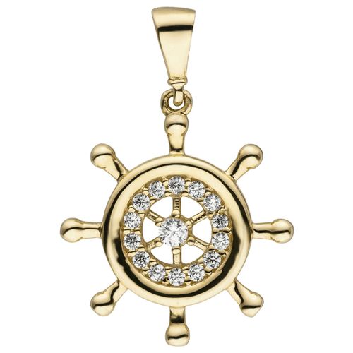 4061861137645 - Ketten-Anhänger JOBO Anhänger Steuerrad Schmuckanhänger Gr Gelbgold 333 goldfarben (gelbgold 333 weiß) Damen Anhänger 333 Gold mit 15 Zirkonia 4061861137645 - Ketten-Anhänger JOBO Anhänger Steuerrad Schmuckanhänger Gr Gelbgold 333 goldfarben (gelbgold 333 weiß) Damen Anhänger 333 Gold mit 15 Zirkonia