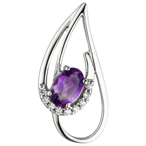 4061861137096 - Ketten-Anhänger JOBO Anhänger mit Amethyst und 9 Zirkonia Schmuckanhänger Gr Weißgold 333 weiß (weißgold 333 lila) Damen Anhänger 333 Weißgold 4061861137096 - Ketten-Anhänger JOBO Anhänger mit Amethyst und 9 Zirkonia Schmuckanhänger Gr Weißgold 333 weiß (weißgold 333 lila) Damen Anhänger 333 Weißgold