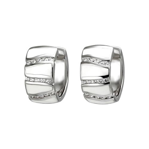 4061861148597 - Paar Creolen JOBO Ohrringe Gr Silber 925 (Sterlingsilber) silberfarben (silber 925 weiß) Damen Creolen 925 Silber mit weißer Emaille und 30 Zirkonia