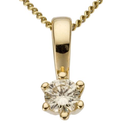 4041633992900 - Ketten-Anhänger FIRETTI Schmuck Geschenk Gold 750 Halsschmuck Anhänger Halskette Solitär Schmuckanhänger Gr 015 ct LR = lupenrein Gelbgold 585-Diamanten 05 g gelb (gelbgoldfarben g1=getönt 1) Damen Anhänger mit Brillant in Krappenfassung