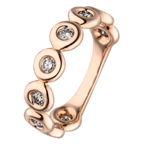 4061861164436 - Fingerring JOBO Fingerringe Gr 54 SI = kleine Einschlüsse Roségold 585-Diamanten rosegold (roségold 585) Damen Diamantringe 585 Roségold mit 9 braunen Diamanten