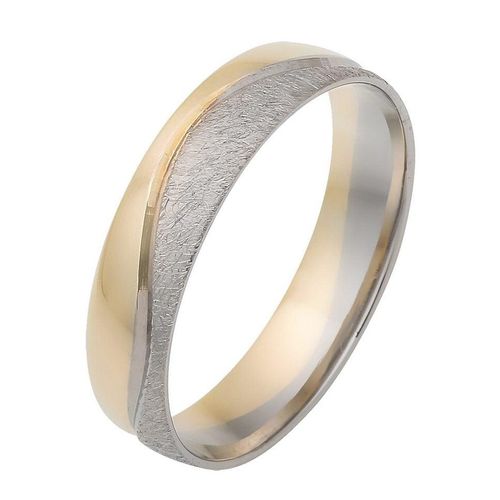 4007972362897 - Trauring FIRETTI Schmuck Geschenk Gold 375 Hochzeit Ehering LIEBE Welle Fingerringe Gr 22 ohne Brillanten Gelbgold 375-Weißgold 375 5 mm goldfarben (gelbgoldfarben weißgoldfarben) Made in Germany