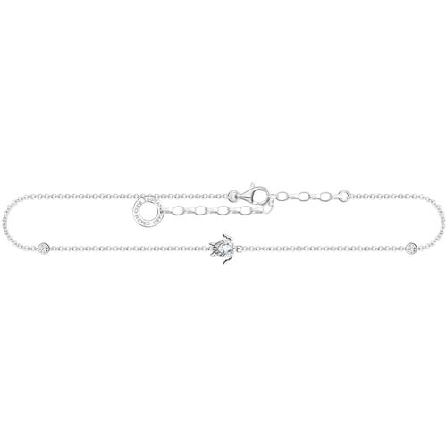 4051245521627 - Fußkette THOMAS SABO Schildkröten-Motiv AK0036-051-14-L27V Fußkettchen Gr 27 Silber 925 (Sterlingsilber) silberfarben (silberfarben kristallweiß kristallweiß) Fußkettchen