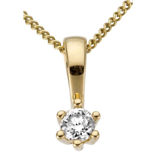 4041633993143 - Ketten-Anhänger FIRETTI Schmuck Geschenk Gold 750 Halsschmuck Anhänger Halskette Solitär Schmuckanhänger Gr 01 ct P2 = erkennbare Einschlüsse Gelbgold 585-Diamanten 035 g gelb (gelbgoldfarben gw=getöntes weiß) Damen Anhänger mit Brillant in Krappenfassung