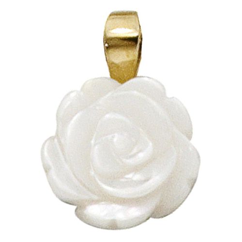 4061861032896 - Blumen-Anhänger JOBO Anhänger Rose Schmuckanhänger Gr Gelbgold 333 goldfarben (gelbgold 333) Damen Anhänger 333 Gold mit Perlmutt