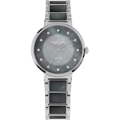 4040662170600 - Solaruhr JACQUES LEMANS Eco Power 1-2108A Armbanduhren grau (schwarz silberfarben) Damen Solaruhren Armbanduhr Damenuhr Perlmutt-Zifferblatt Swarovski-Kristalle 4040662170600 - Solaruhr JACQUES LEMANS Eco Power 1-2108A Armbanduhren grau (schwarz silberfarben) Damen Solaruhren Armbanduhr Damenuhr Perlmutt-Zifferblatt Swarovski-Kristalle