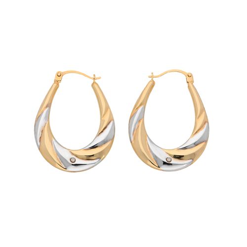 9008005187383 - Paar Creolen VIVANCE Creolen bicolor Ohrringe Gr Gelbgold 375 gelb (gelbgold 375) Damen Creolen 2x Diamant = 001ct