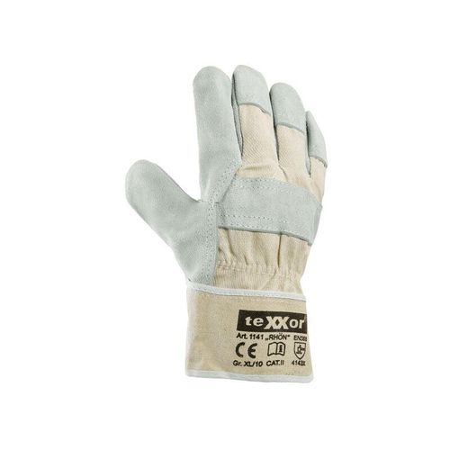 4031301014195 - Trizeratop - teXXor® Rindkernspaltleder-Handschuhe rhön Leder Natur Drell Weiß