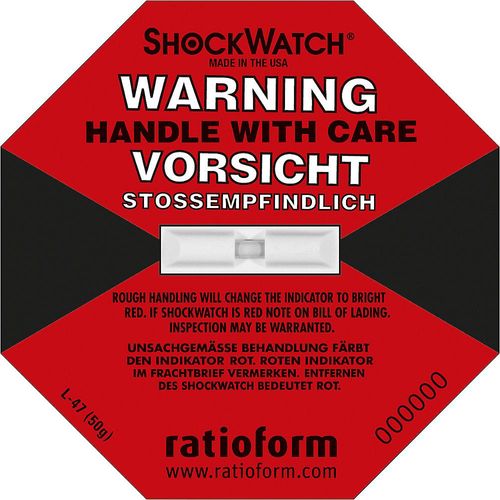 4260069662205 - Shockwatch® Präzisionsindikator inkl Label VE 10 Stk 50 g   50 ms rot ab 20 VE