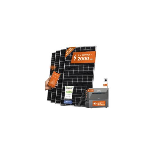 4262403073456 - Solarway® All In One Balkonkraftwerk mit Speicher 2000W komplett Steckdose - 16 kWh Anker Solix 2 PRO Speicher - Solaranlage Komplettset - 500W bifaziale Solarmodule & Anker Speicher & Zubehör