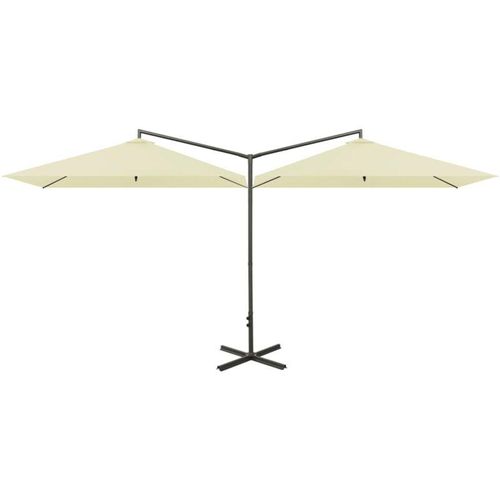 8720286115312 - Vidaxl - Doppel-Sonnenschirm mit Stahl-Mast 600x300 cm Sandweiß Beige