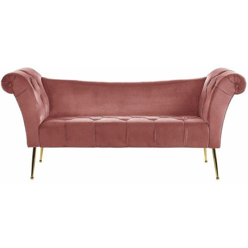 4251682242431 - Beliani - Chaiselongue Rosa goldene Beine Universal mit Samtbezug und Metallfüßen für Wohnzimmer Schlafzimmer Salon Flur Klassisch Retro Modern