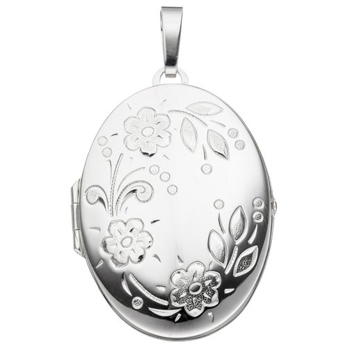 4061861064712 - Medallion-Anhänger JOBO Anhänger Medaillon oval Schmuckanhänger Gr Silber 925 (Sterlingsilber) silberfarben (silber 925) Damen Anhänger 925 Silber