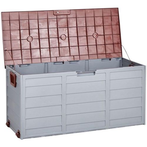 4251682268608 - Beliani - Auflagenbox aus Kunststoff beige   braun Gartentruhe Outdoor Kissenbox Locarno - Beige