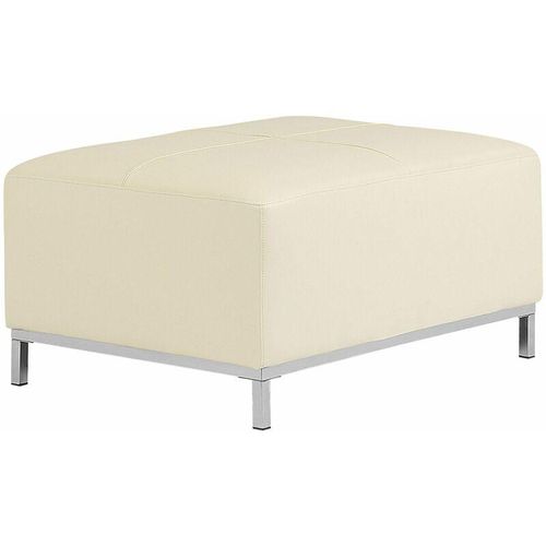 4260580936502 - Beliani - Ottomane Beige Leder Metallbeine für Wohnzimmer Retro Modern