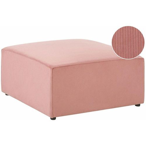 4251682257985 - Beliani - Ottomane Rosa Polsterbezug aus Cord quadratisch 83 x 83 cm Modernes Retro Design Wohn- und Arbeitszimmer Flur Diele Salon Möbel