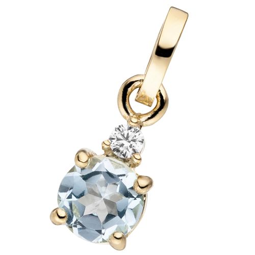4061861177467 - Ketten-Anhänger JOBO Anhänger mit Blautopas und Zirkonia Schmuckanhänger Gr Gelbgold 333 blau (hellblau blau) Damen Anhänger 333 Gold 4061861177467 - Ketten-Anhänger JOBO Anhänger mit Blautopas und Zirkonia Schmuckanhänger Gr Gelbgold 333 blau (hellblau blau) Damen Anhänger 333 Gold