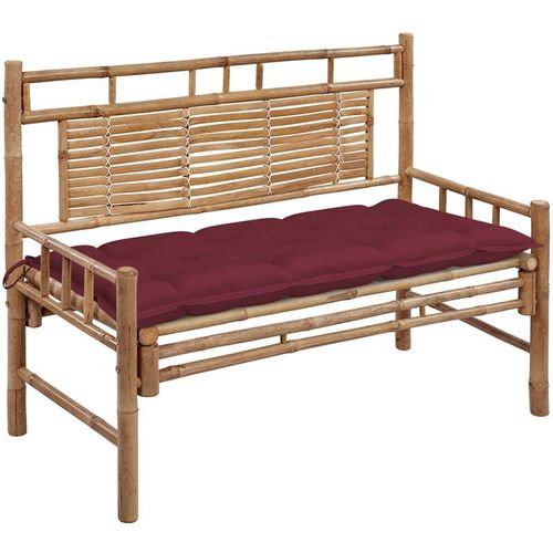 8720286278246 - Vidaxl - Gartenbank mit Auflage 120 cm Bambus Rot
