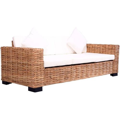 8719883592510 - Bonnevie - 3-Sitzer GartensofaLounge-Sofa Natürliches Rattan vidaXL