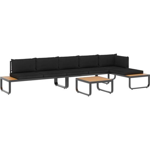 8719883776453 - Bonnevie - 4-tlg Garten-Ecksofa-Set mit Auflagen Aluminium und wpc vidaXL925489