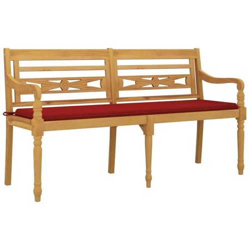 8720286918623 - Bonnevie - Batavia-Bank mit Rotem Kissen 150 cm Massivholz Teak vidaXL301745