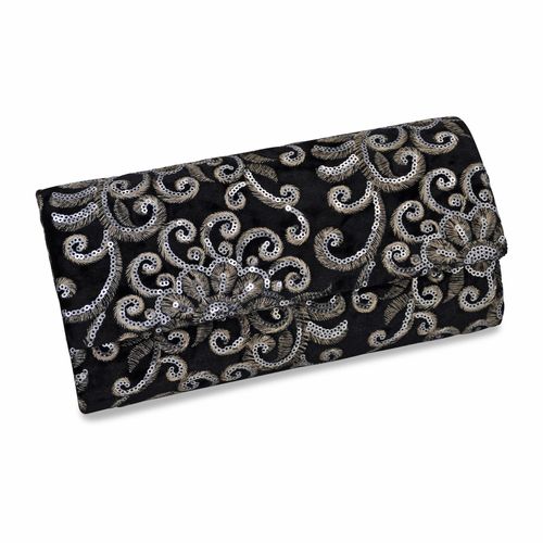 4039787011608 - Modeschmuck Abendtasche Schwarzer Samt mit Pailetten-Ornamenten 4039787011608 - Modeschmuck Abendtasche Schwarzer Samt mit Pailetten-Ornamenten