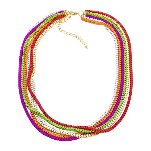 4039787005263 - Modeschmuck Kette Metal multi mehr reihig pink grün orange rot gold weiß